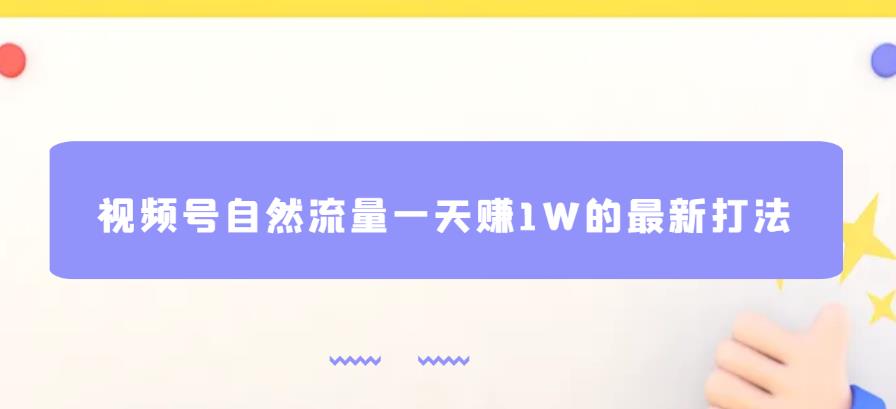 视频号自然流量一天赚1W的最新打法，基本0投资【揭秘】-网创资源社