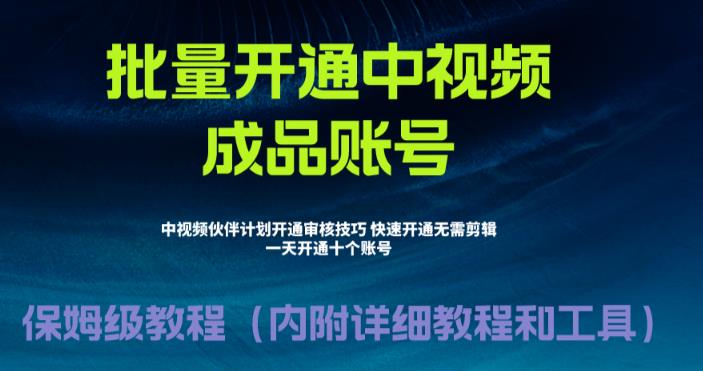 外面收费1980的暴力开通中视频计划教程，内附详细的快速通过中视频伙伴计划的办法-网创资源社