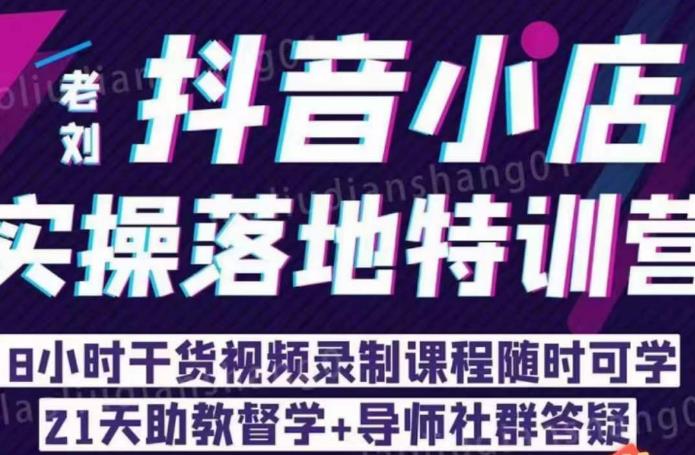 老刘·抖店商品卡流量，​抖音小店实操落地特训营，8小时干货视频录制课程随时可学-网创资源社