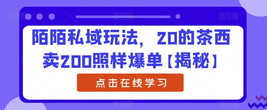 陌陌私域玩法，20的茶西卖200照样爆单【揭秘】-网创资源社