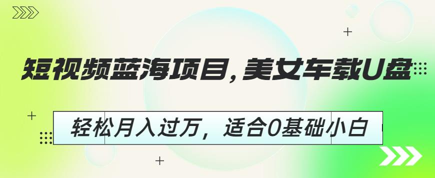 短视频蓝海项目，美女车载U盘，轻松月入过万，适合0基础小白【揭秘】-网创资源社