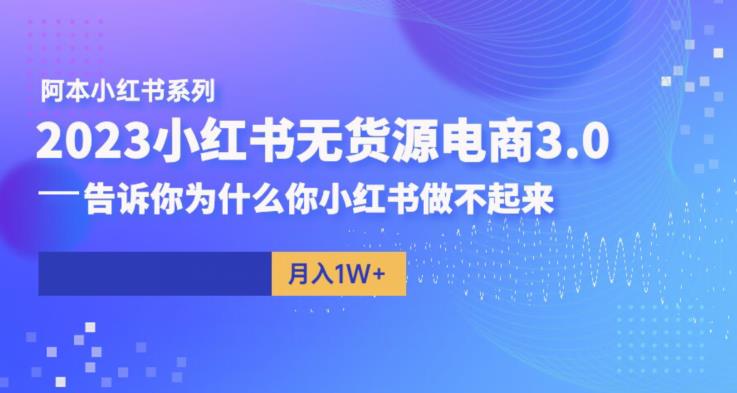 阿本小红书无货源电商3.0，告诉你为什么你小红书做不起来-网创资源社