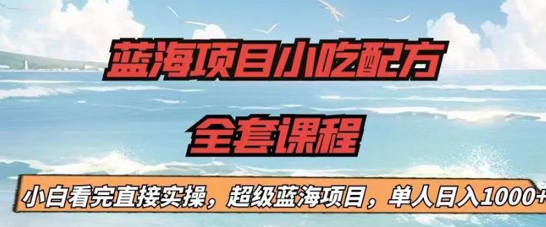 蓝海项目小吃配方全套课程，小白看完直接实操，单人日入1000+【揭秘】-网创资源社