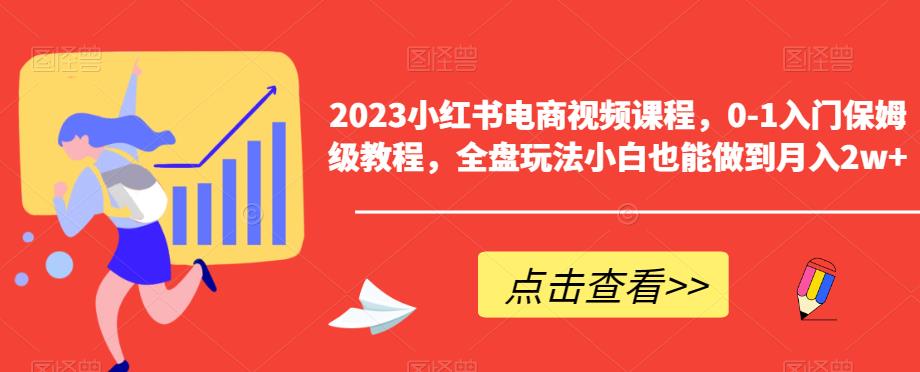 2023小红书电商视频课程，0-1入门保姆级教程，全盘玩法小白也能做到月入2w+-网创资源社