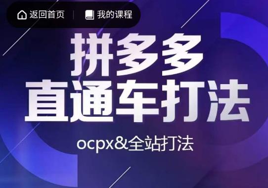 互力·拼多多直通车打法，ocpx&全站打法-网创资源社