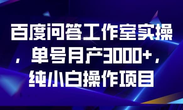 百度问答工作室实操，单号月产3000+，纯小白操作项目【揭秘】-网创资源社