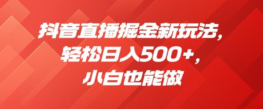 抖音直播掘金新玩法，轻松日入500+，小白也能做【揭秘】-网创资源社