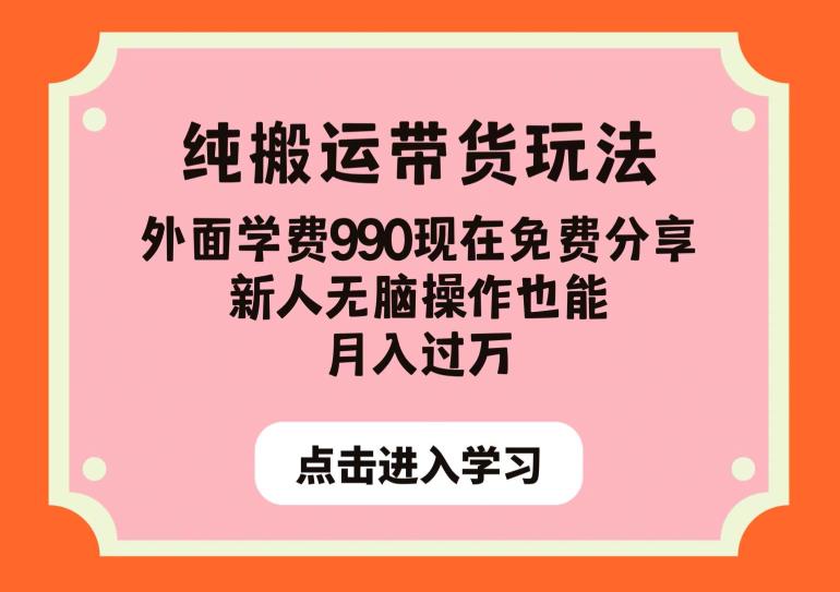 纯搬运带货玩法，外面学费990现在免费分享，新人无脑操作也能月入过万【揭秘】-网创资源社