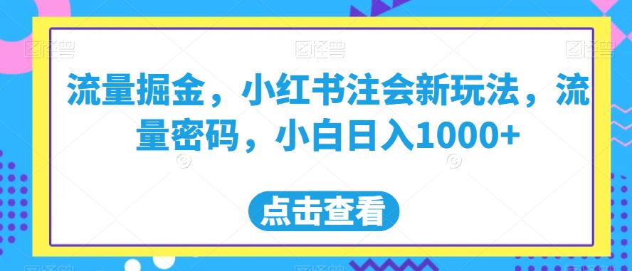 流量掘金，小红书注会新玩法，流量密码，小白日入1000+【揭秘】-网创资源社