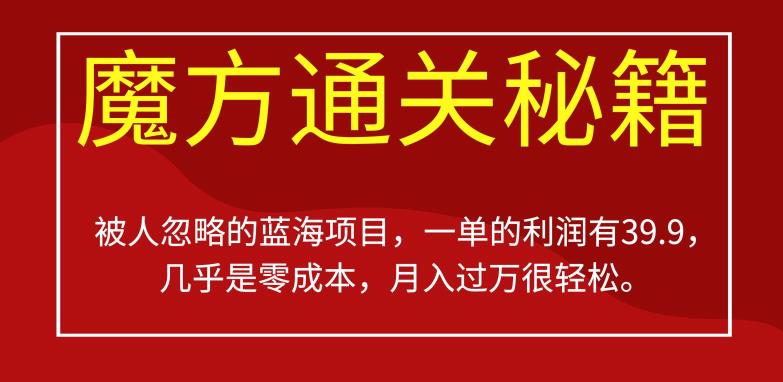 被人忽略的蓝海项目，魔方通关秘籍，一单的利润有39.9，几乎是零成本，月入过万很轻松【揭秘】-网创资源社