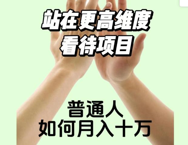 2023最火项目：站在更高维度看待项目，普通人如何月入十万【揭秘】-网创资源社