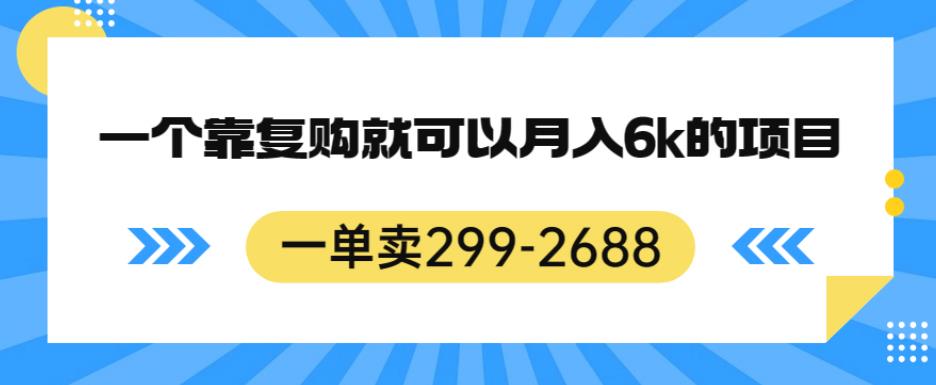 一单卖299-2688，一个靠复购就可以月入6k的暴利项目【揭秘】-网创资源社