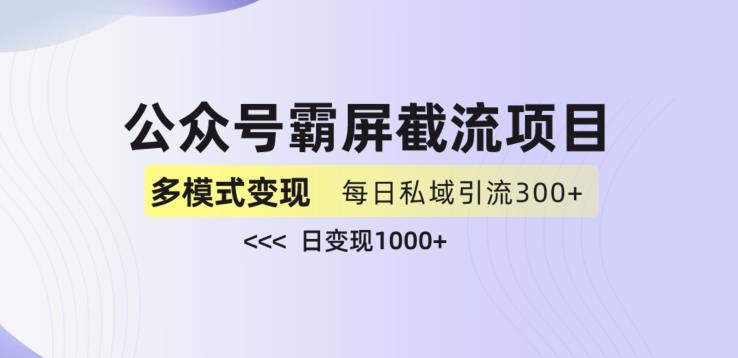 公众号霸屏截流项目+私域多渠道变现玩法，全网首发，日入1000+【揭秘】-网创资源社