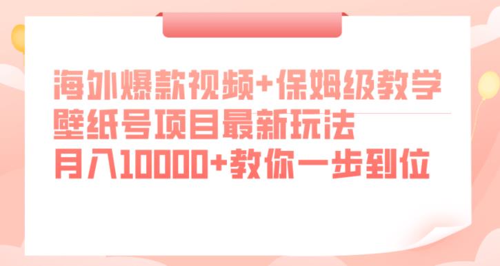 海外爆款视频+保姆级教学，壁纸号项目最新玩法，月入10000+教你一步到位【揭秘】-网创资源社