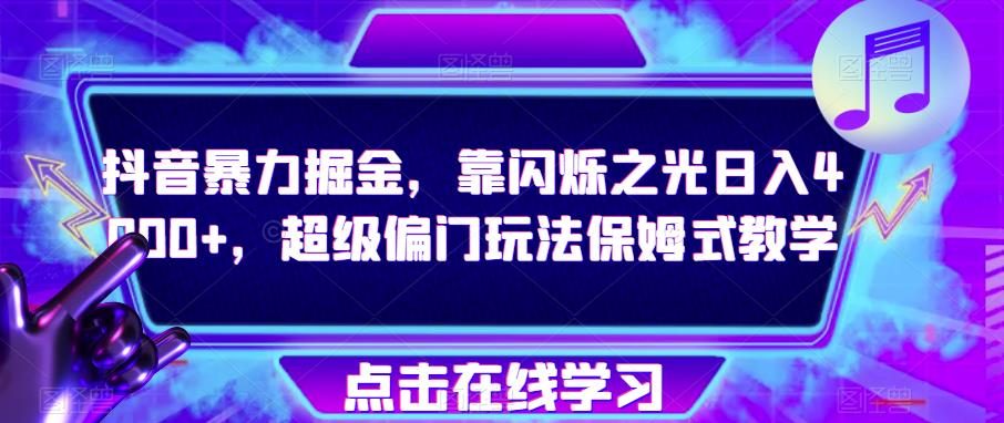 抖音暴力掘金，靠闪烁之光日入4000+，超级偏门玩法保姆式教学-网创资源社