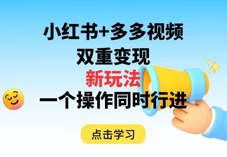 多多视频+小红书，双重变现新玩法，可同时进行【揭秘】-网创资源社