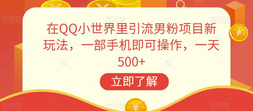 在QQ小世界里引流男粉项目新玩法，一部手机即可操作，一天500+【揭秘】-网创资源社