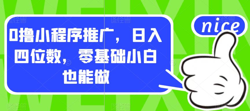 0撸小程序推广，日入四位数，零基础小白也能做【揭秘】-网创资源社