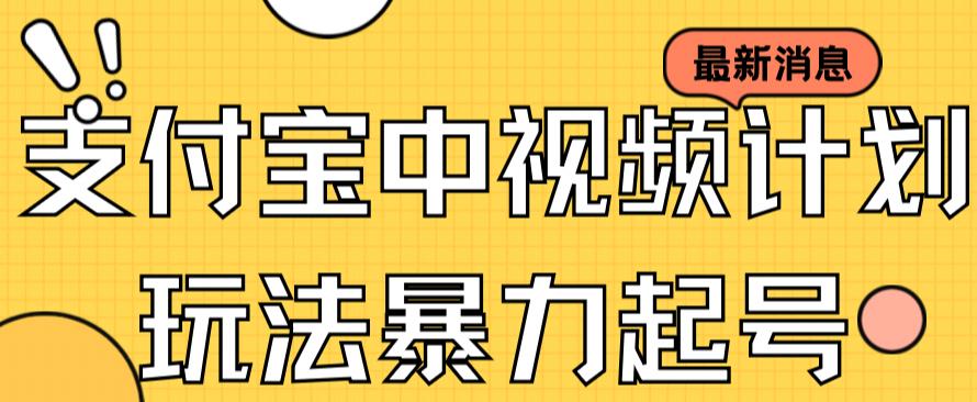 支付宝中视频玩法暴力起号影视起号有播放即可获得收益（带素材）-网创资源社