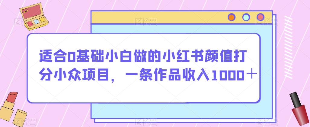 适合0基础小白做的小红书颜值打分小众项目，一条作品收入1000＋【揭秘】-网创资源社