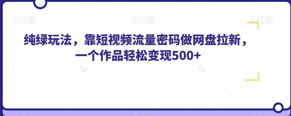 纯绿玩法，靠短视频流量密码做网盘拉新，一个作品轻松变现500+【揭秘】-网创资源社