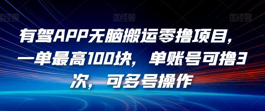 有驾APP无脑搬运零撸项目，一单最高100块，单账号可撸3次，可多号操作【揭秘】-网创资源社