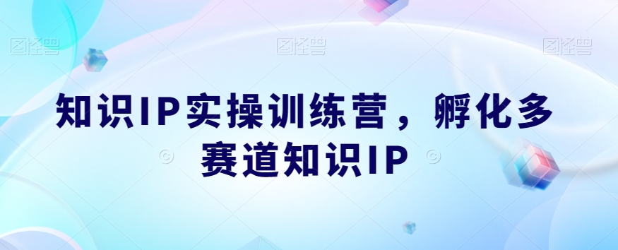 知识IP实操训练营，​孵化多赛道知识IP-网创资源社