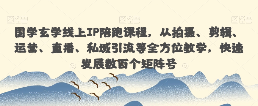 国学玄学线上IP陪跑课程，从拍摄、剪辑、运营、直播、私域引流等全方位教学，快速发展数百个矩阵号-网创资源社