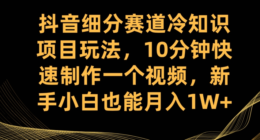 抖音细分赛道冷知识项目玩法，10分钟快速制作一个视频，新手小白也能月入1W+【揭秘】-网创资源社