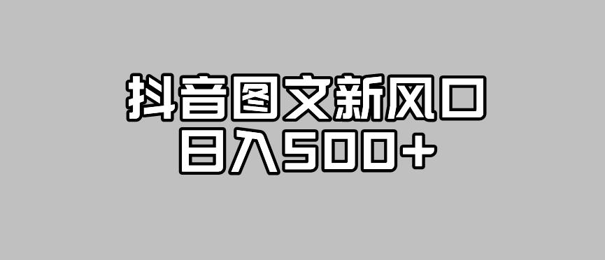 抖音图文最新风口，流量扶持非常高，日入500+【揭秘】-网创资源社