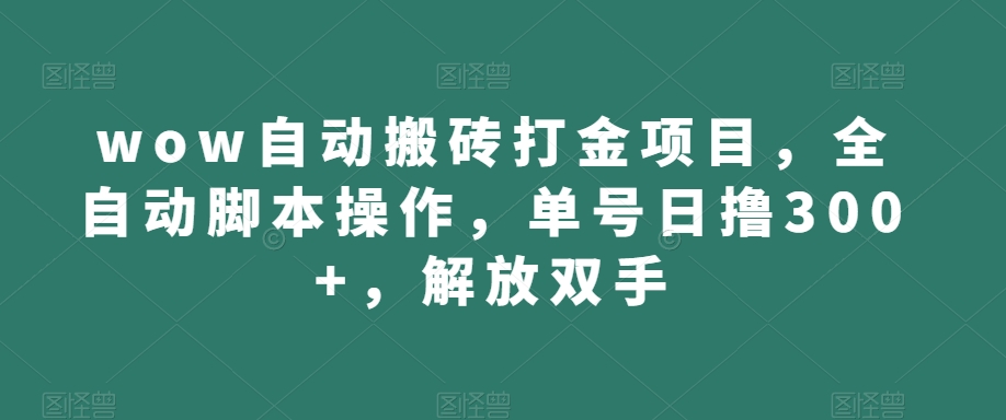 wow自动搬砖打金项目，全自动脚本操作，单号日撸300+，解放双手【揭秘】-网创资源社