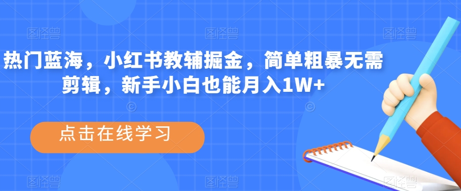 热门蓝海，小红书教辅掘金，简单粗暴无需剪辑，新手小白也能月入1W+【揭秘】-网创资源社