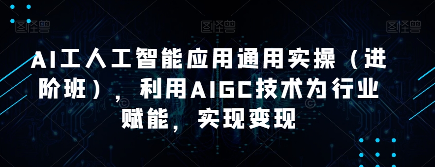 AI工人工智能应用通用实操（进阶班），利用AIGC技术为行业赋能，实现变现-网创资源社