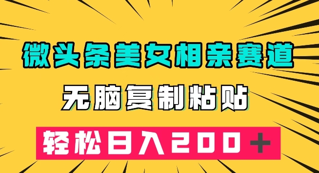 微头条冷门美女相亲赛道，无脑复制粘贴，轻松日入200＋【揭秘】-网创资源社