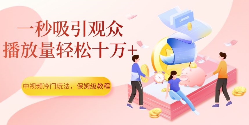 中视频冷门玩法，一秒吸引观众，播放量轻松十万+，保姆级教程【揭秘】-网创资源社