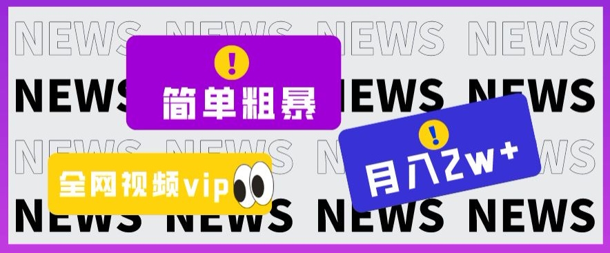 简单粗暴零成本，高回报，全网视频VIP掘金项目，月入2万＋【揭秘】-网创资源社