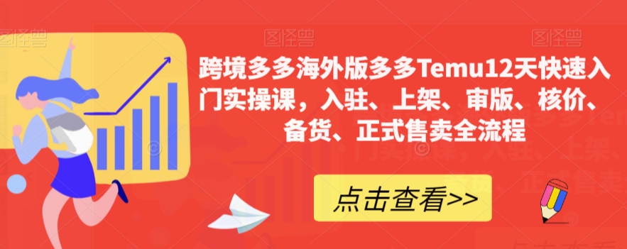 跨境多多海外版多多Temu12天快速入门实操课，入驻、上架、审版、核价、备货、正式售卖全流程-网创资源社