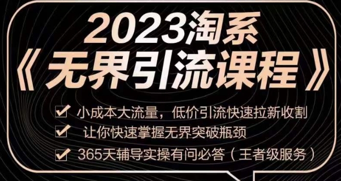 2023淘系无界引流实操课程，​小成本大流量，低价引流快速拉新收割，让你快速掌握无界突破瓶颈-网创资源社