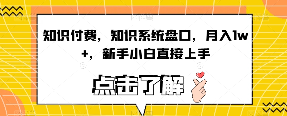 知识付费，知识系统盘口，月入1w+，新手小白直接上手-网创资源社