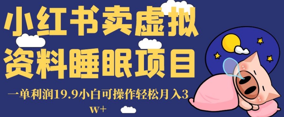 小红书卖虚拟资料睡眠项目，一单利润19.9小白可操作轻松月入3w+【揭秘】-网创资源社