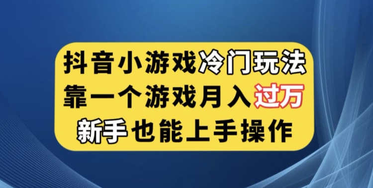 抖音小游戏冷门玩法，靠一个游戏月入过万，新手也能轻松上手【揭秘】-网创资源社