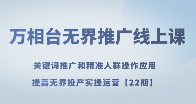 万相台无界推广线上课关键词推广和精准人群操作应用，提高无界投产实操运营【22期】-网创资源社