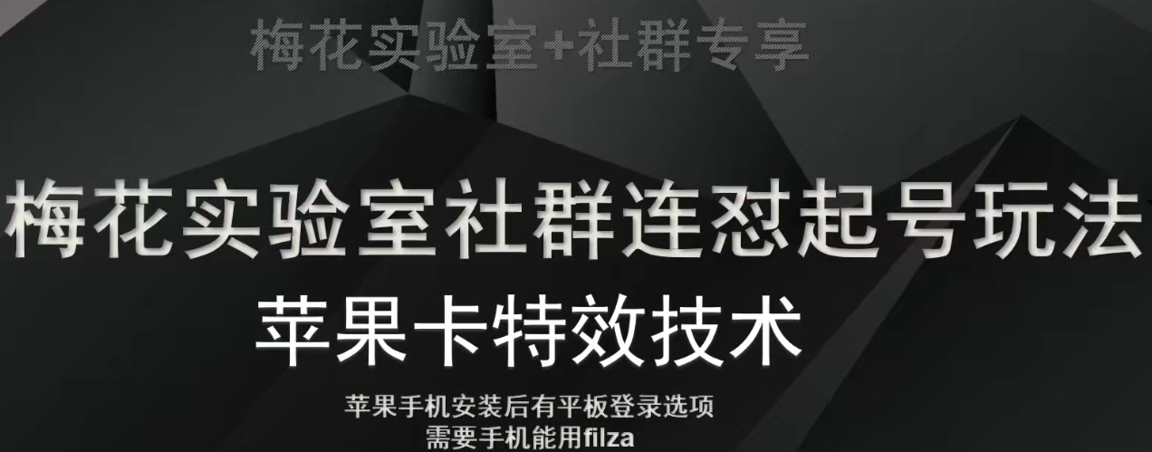 梅花实验室社群视频号连怼起号玩法，最新苹果卡特效技术-网创资源社