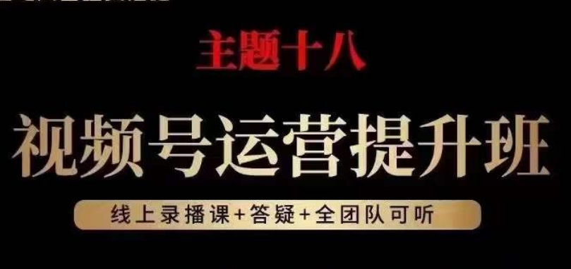 视频号运营提升班，从底层逻辑讲，2023年最佳流量红利！-网创资源社