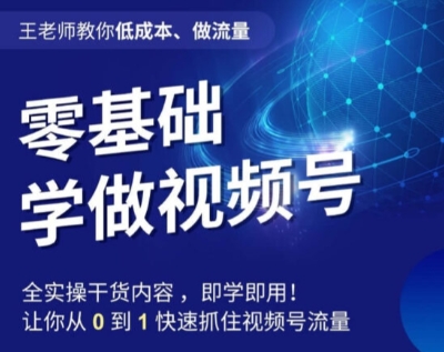 王老师教你低成本、做流量，零基础学做视频号，0-1快速抓住视频号流量-网创资源社