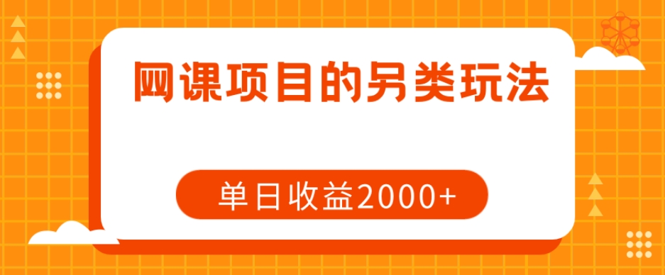 网课项目的另类玩法，单日收益2000+【揭秘】-网创资源社