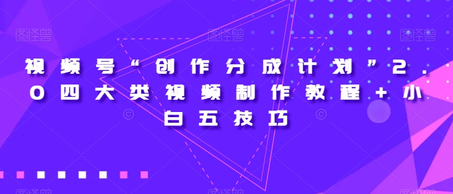 视频号“创作分成计划”2.0四大类视频制作教程+小白五技巧【揭秘】-网创资源社