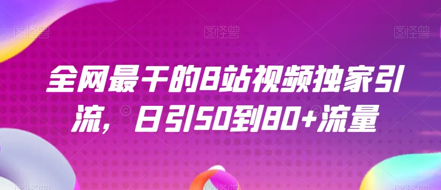 全网最干的B站视频独家引流，日引50到80+流量【揭秘】-网创资源社