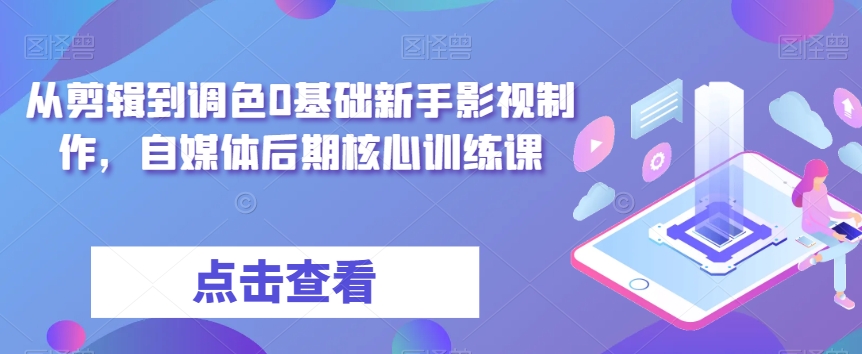 从剪辑到调色0基础新手影视制作，自媒体后期核心训练课-网创资源社