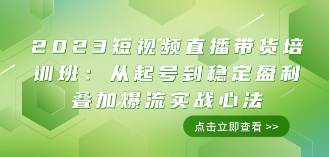 2023短视频直播带货培训班：从起号到稳定盈利叠加爆流实战心法（11节课）-网创资源社